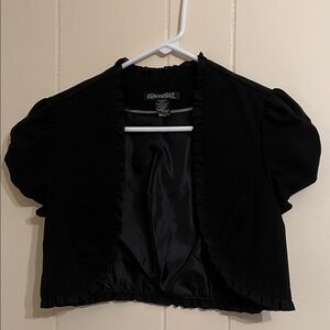 Black Ruffled Open-Front Bolero